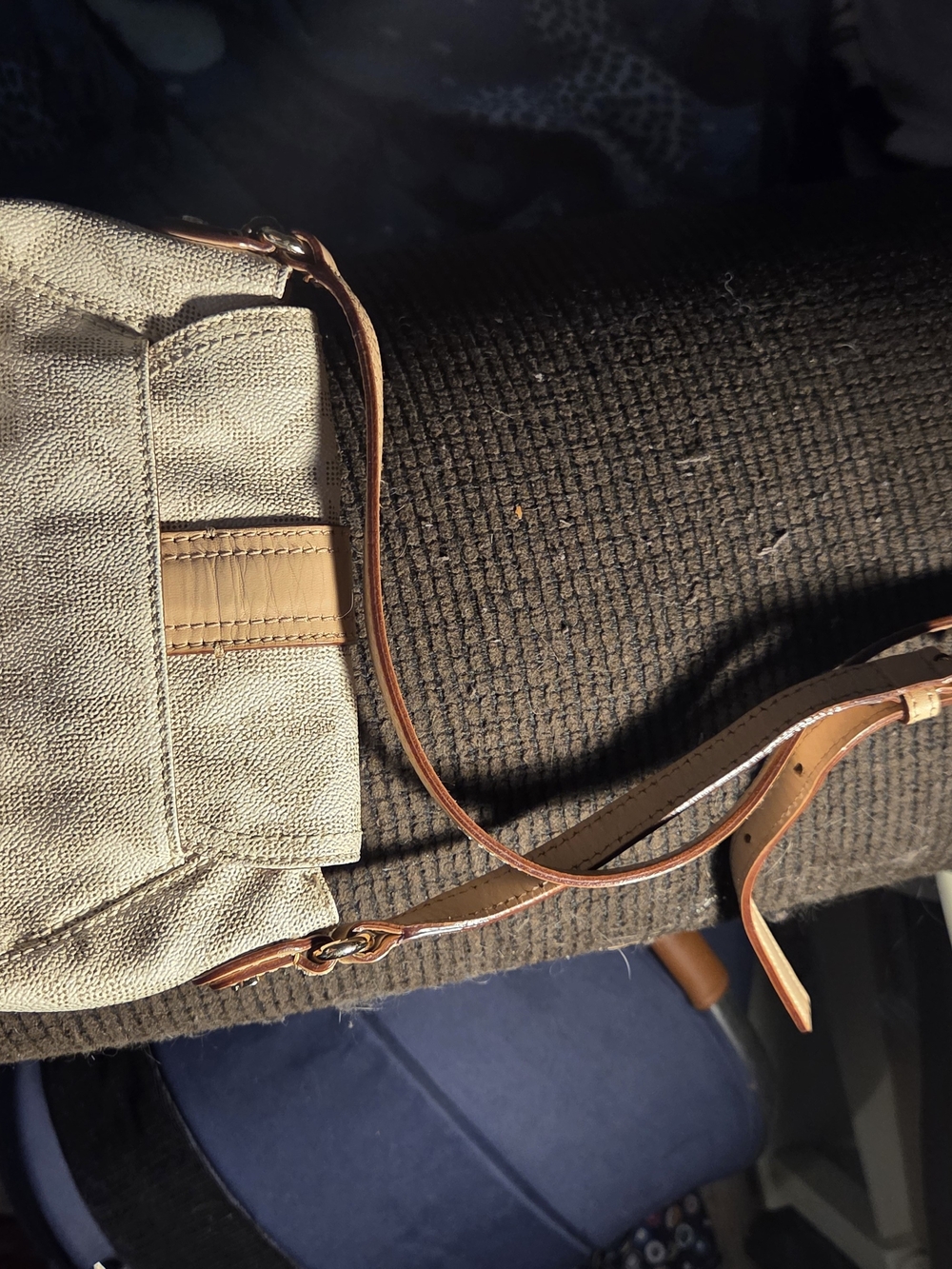 Michael Kors Beige Canvas & Tan Leather Crossbody Bag - Picture 3 of 4